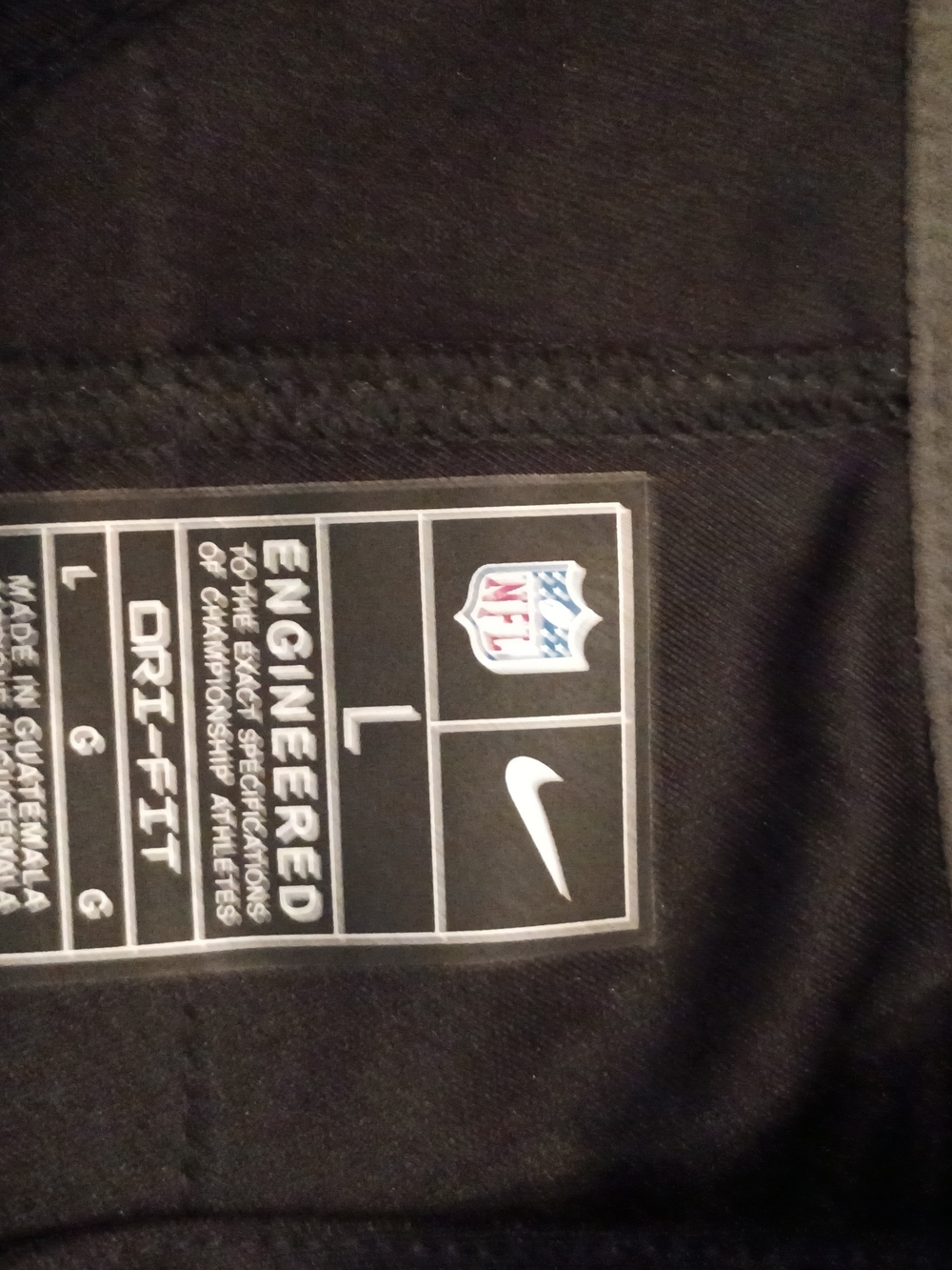 Nike Black NFL Dri-FIT Team Jersey Tag Detail - Picture 3 of 5